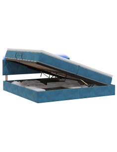 Letto con contenitore LED e materasso Blu Scuro 200 x 200 cm