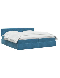 Letto con contenitore LED e materasso Blu Scuro 200 x 200 cm 2