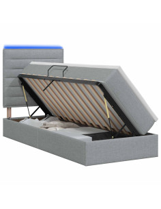 Letto con contenitore LED e materasso Grigio Chiaro