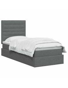 Letto con contenitore LED e materasso Grigio Scuro 100 x 200 cm 2