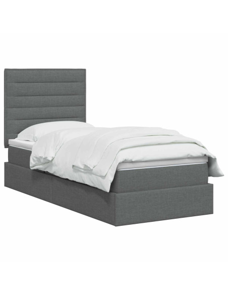 Letto con contenitore LED e materasso Grigio Scuro 100 x 200 cm