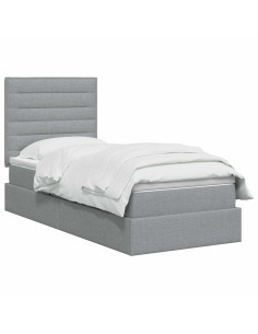 Letto con contenitore LED e materasso Grigio Chiaro 2