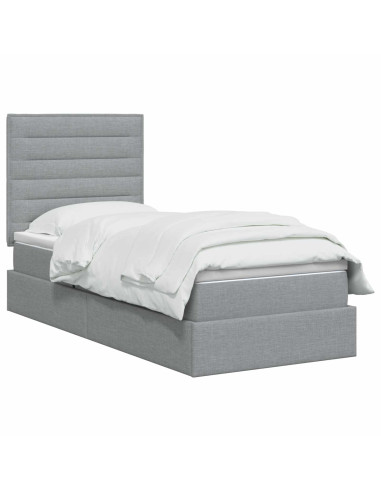 Letto con contenitore LED e materasso Grigio Chiaro
