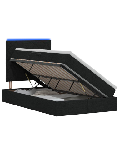 Letto con contenitore LED e materasso Nero 120 x 200 cm Tessuto