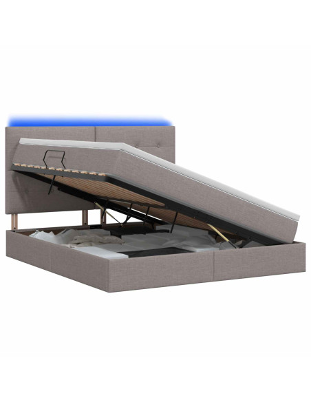 Letto con contenitore LED e materasso Tortora 140 x 200 cm