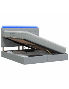 Letto con contenitore LED e materasso Grigio Chiaro