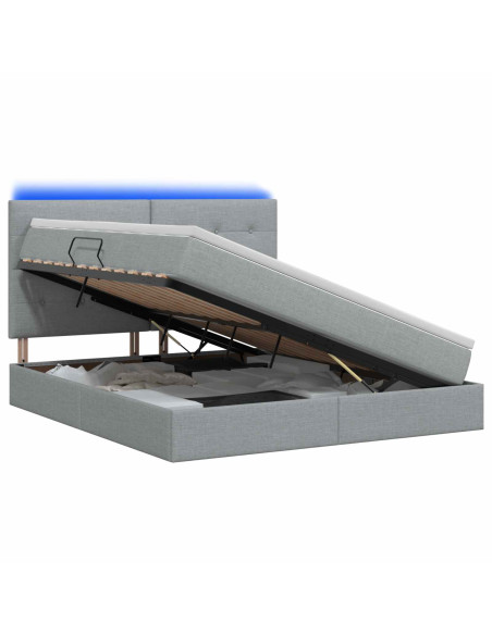 Letto con contenitore LED e materasso Grigio Chiaro