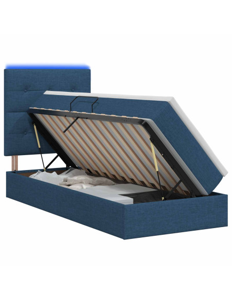 Letto con contenitore LED e materasso Blu 100 x 200 cm Tessuto