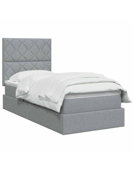 Letto con contenitore LED e materasso Grigio Chiaro