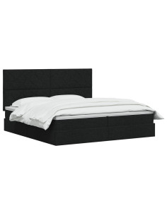 Letto con contenitore LED e materasso Nero 200 x 200 cm Tessuto 2