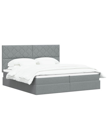 Letto con contenitore LED e materasso Grigio Chiaro