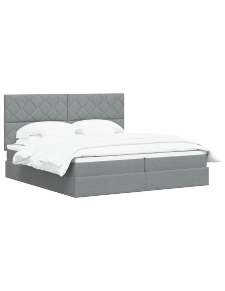 Letto con contenitore LED e materasso Grigio Chiaro