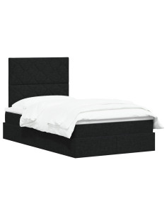 Letto con contenitore LED e materasso Nero 120 x 200 cm Tessuto 2
