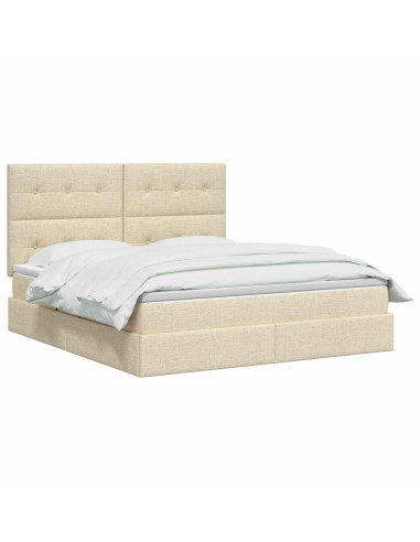 Letto con contenitore LED e materasso Crema 180 x 200 cm