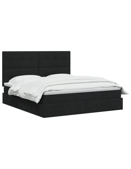 Letto con contenitore LED e materasso Nero 160 x 200 cm Tessuto
