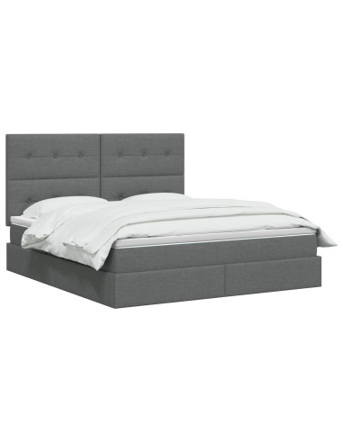 Letto con contenitore LED e materasso Grigio Scuro 160 x 200 cm
