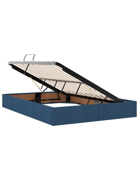 Letto con contenitore LED e materasso Blu 140 x 200 cm Tessuto