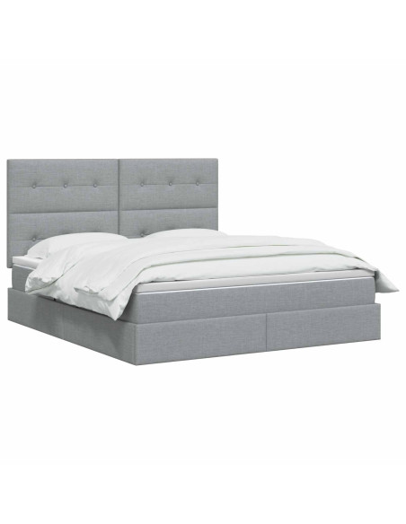 Letto con contenitore LED e materasso Grigio Chiaro