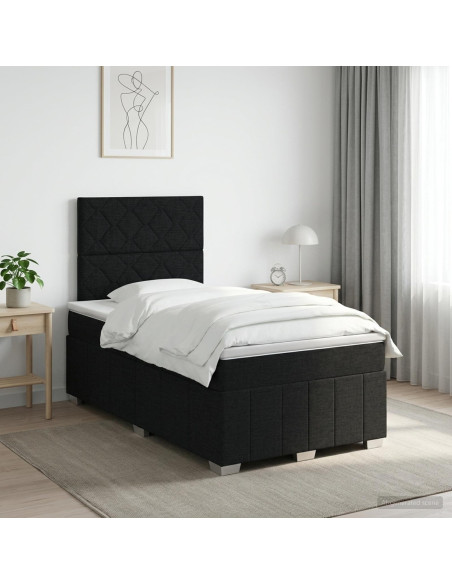 Letto box spring con materasso Nero 120 x 200 cm Tessuto