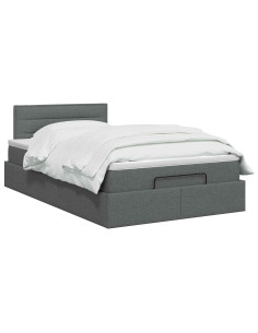 Letto ottomano con materasso Grigio Scuro 120 x 200 cm Tessuto 2