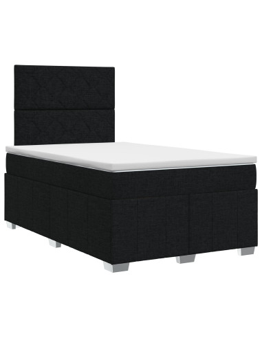 Letto box spring con materasso Nero 120 x 200 cm Tessuto