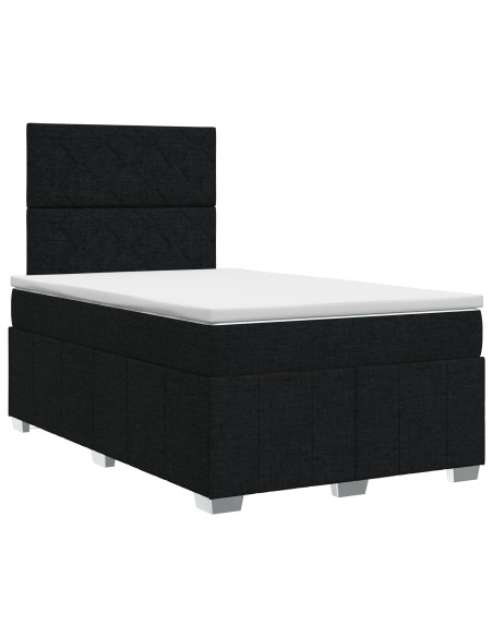 Letto box spring con materasso Nero 120 x 200 cm Tessuto