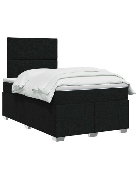 Letto box spring con materasso Nero 120 x 200 cm Tessuto