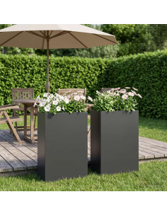 Vaso da giardino 2 pz Nero 50 x 20 x 75 cm
