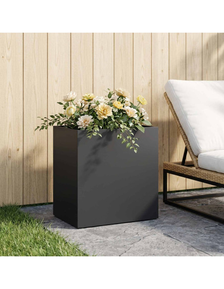 Vaso da giardino Nero 50 x 30 x 50 cm Acciaio laminato a freddo