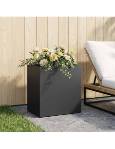 Vaso da giardino Nero 50 x 30 x 40 cm Acciaio laminato a freddo