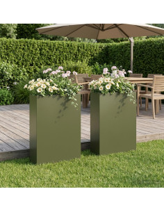 Vaso da giardino 2 pz Verde Oliva 40 x 20 x 75 cm