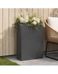 Vaso da giardino Nero 50 x 20 x 75 cm Acciaio laminato a freddo