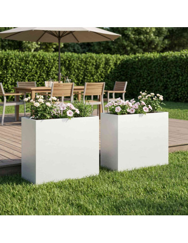 Vaso da giardino 2 pz Bianco 50 x 20 x 40 cm