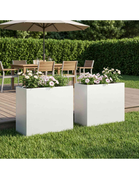 Vaso da giardino 2 pz Bianco 50 x 20 x 40 cm