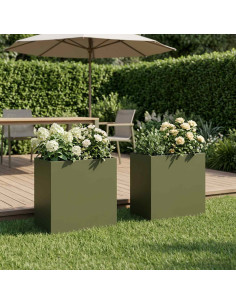 Vaso da giardino 2 pz Verde Oliva 50 x 30 x 40 cm