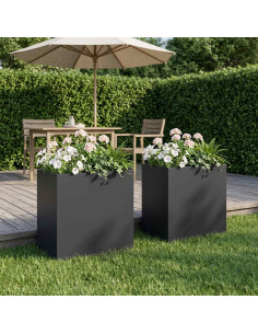 Vaso da giardino 2 pz Nero 50 x 30 x 50 cm