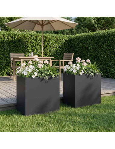 Vaso da giardino 2 pz Nero 50 x 30 x 50 cm