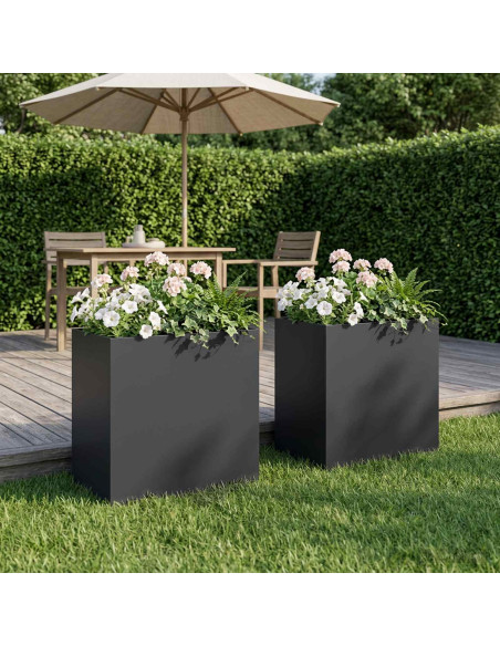 Vaso da giardino 2 pz Nero 50 x 30 x 50 cm