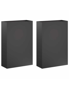 Vaso da giardino 2 pz Nero 50 x 20 x 75 cm 2