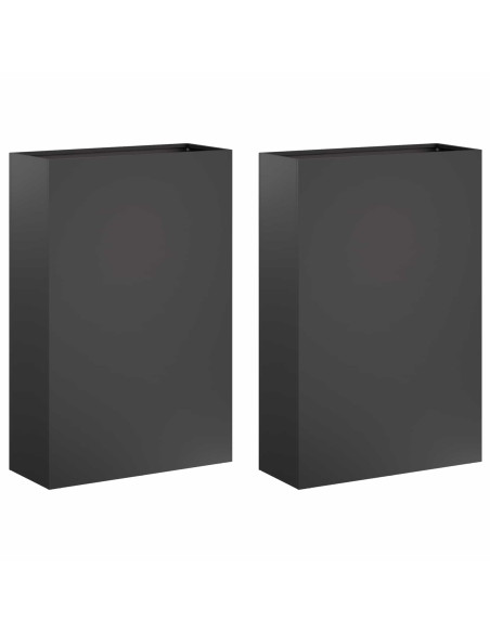 Vaso da giardino 2 pz Nero 50 x 20 x 75 cm
