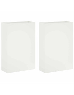 Vaso da giardino 2 pz Bianco 40 x 20 x 75 cm 2
