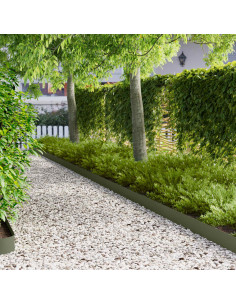 Bordura per Prato 30 pz 102 x 10 x 4 cm Acciaio Verde Oliva