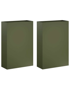 Vaso da giardino 2 pz Verde Oliva 40 x 20 x 75 cm 2