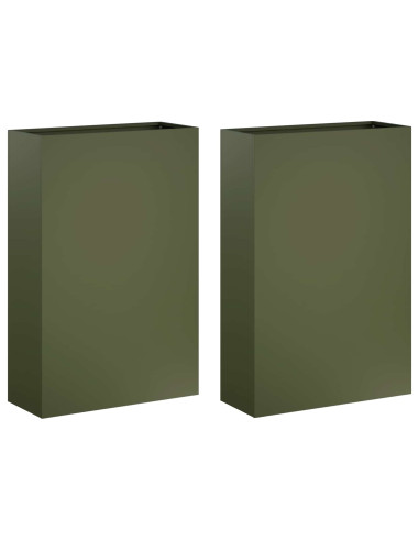 Vaso da giardino 2 pz Verde Oliva 40 x 20 x 75 cm