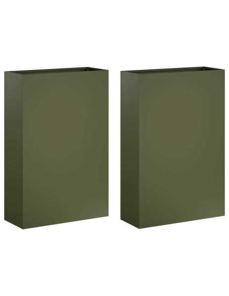 Vaso da giardino 2 pz Verde Oliva 40 x 20 x 75 cm