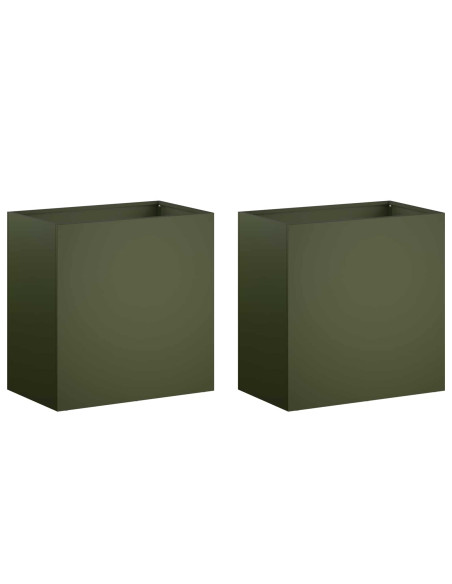 Vaso da giardino 2 pz Verde Oliva 50 x 30 x 40 cm