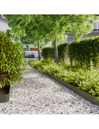 Bordura per Prato 30 pz 15 x 103 cm Acciaio Verde Oliva