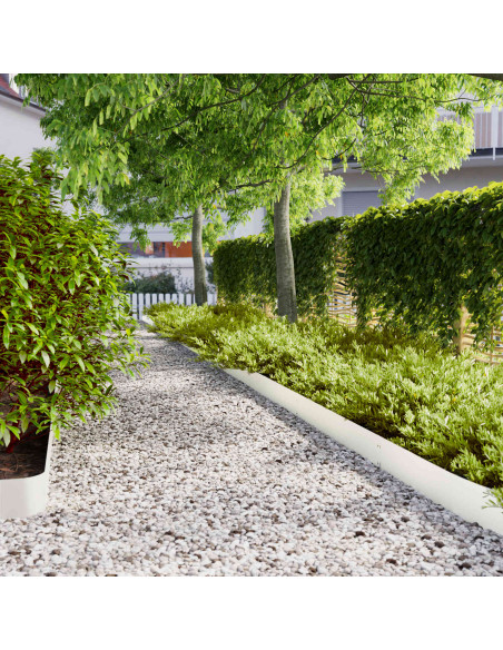 Bordura per Prato 30 pz 15 x 103 cm Acciaio Bianco