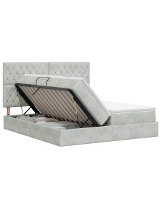 Letto con Contenitore Grigio Chiaro 200 x 200 cm Velluto