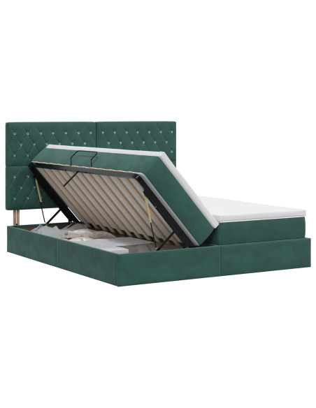 Letto con Contenitore Verde Scuro 200 x 200 cm Velluto
